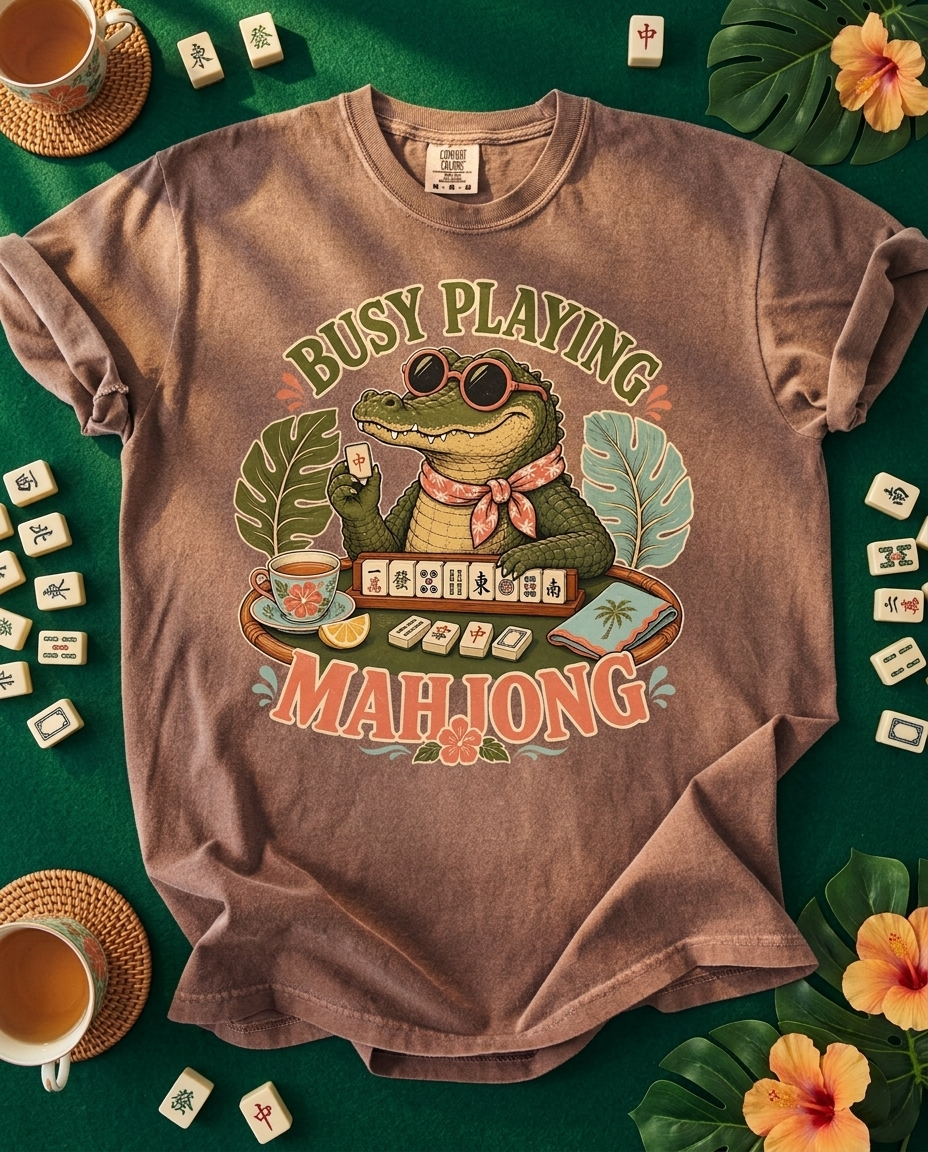 Aligator Busy Playing Mahjong