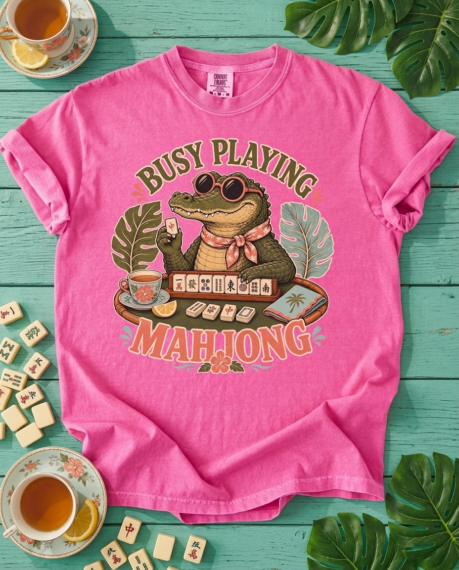 Aligator Busy Playing Mahjong