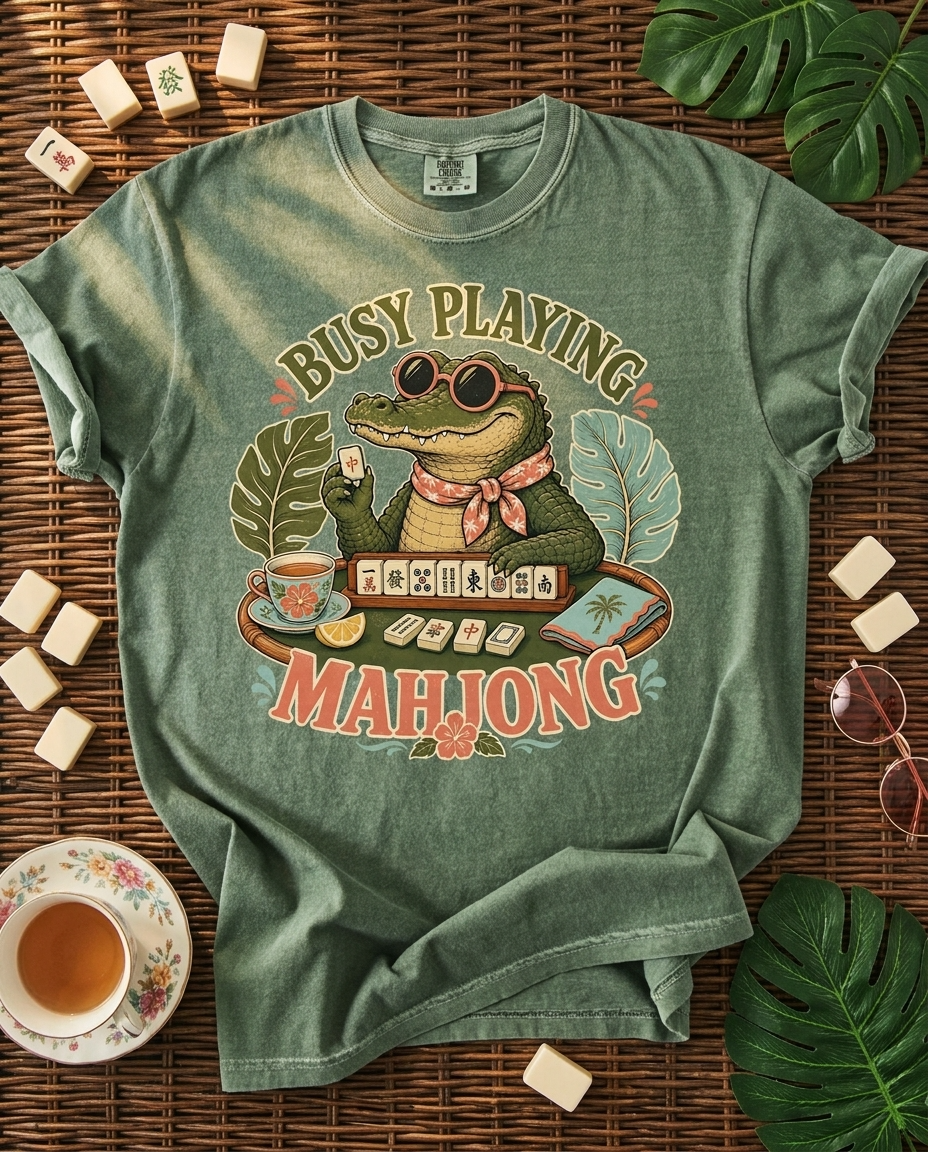 Aligator Busy Playing Mahjong
