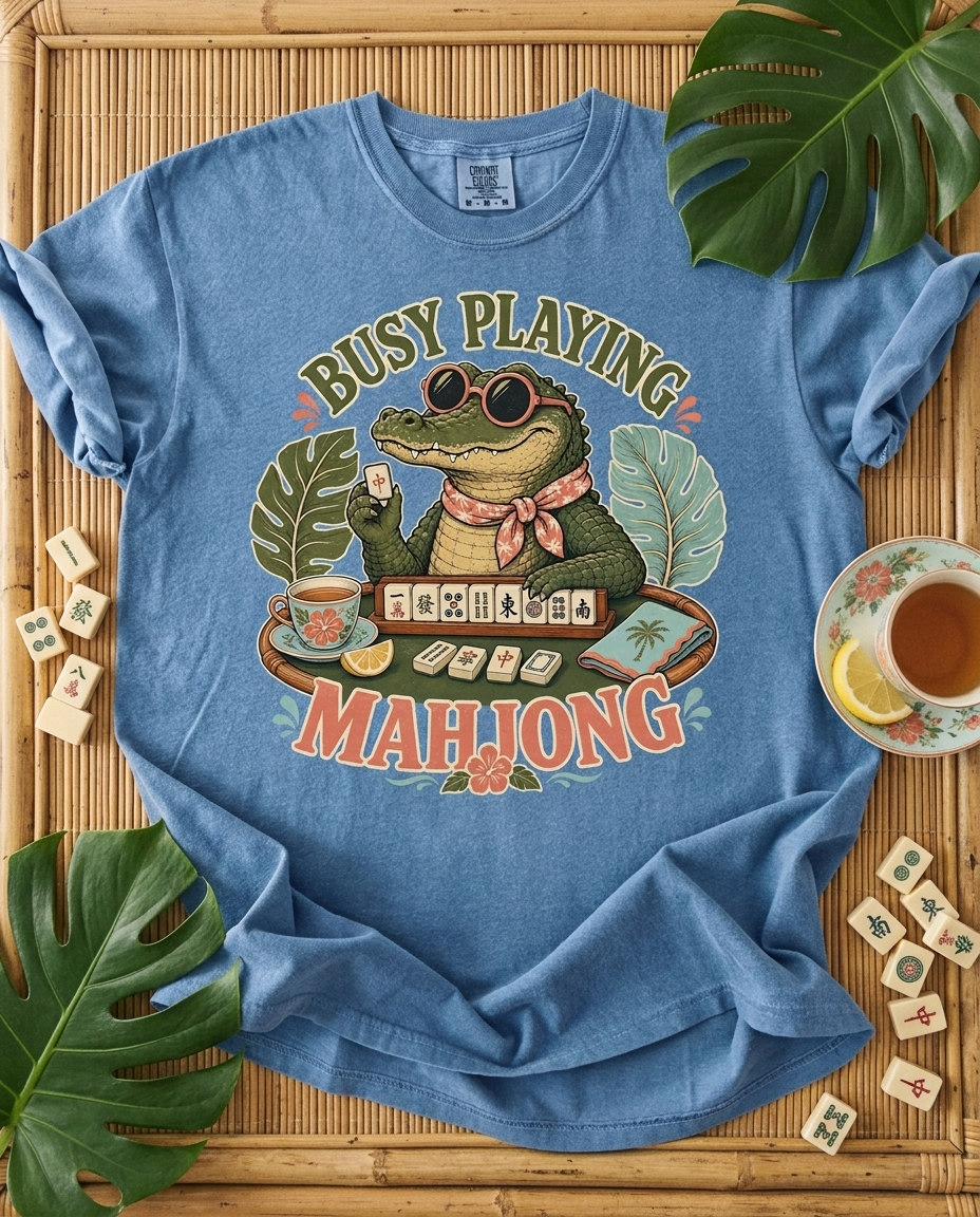Aligator Busy Playing Mahjong